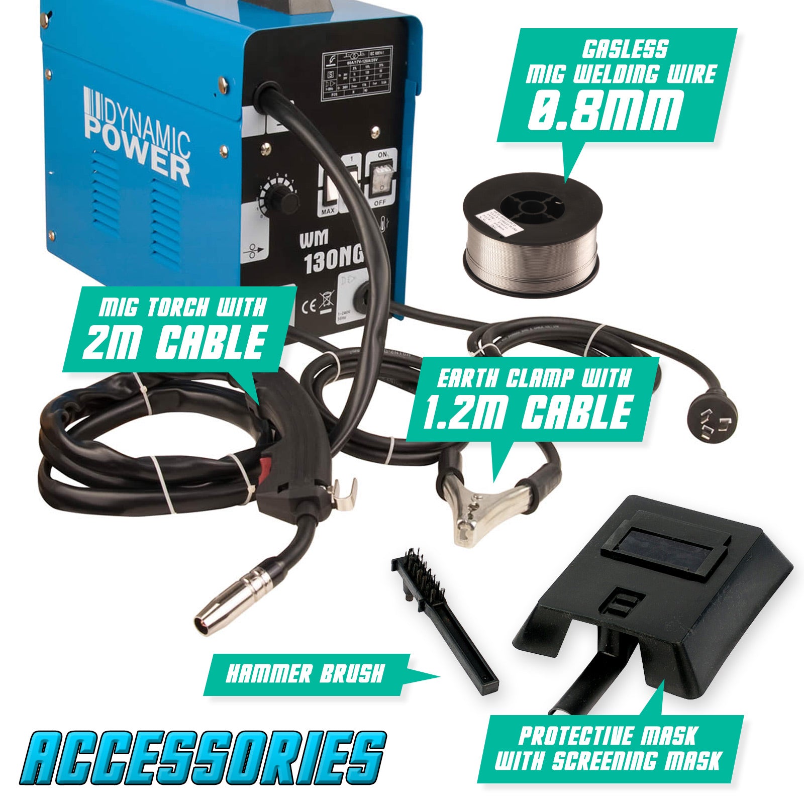 MIG Gasless Welder + Wire Portable Welding Machine 130Amp V274-TL-WM130NG-WIRE