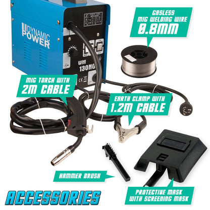 MIG Gasless Welder + Wire Portable Welding Machine 130Amp V274-TL-WM130NG-WIRE