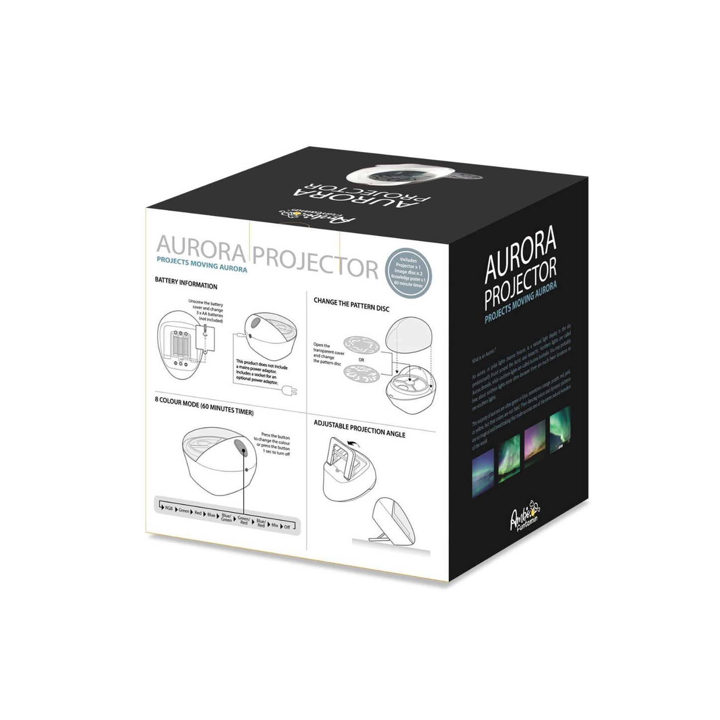 Aurora Projector Moving Night Light 8 Colour Mode - Kids Learning Toy V274-TOY-KN-AAUROP