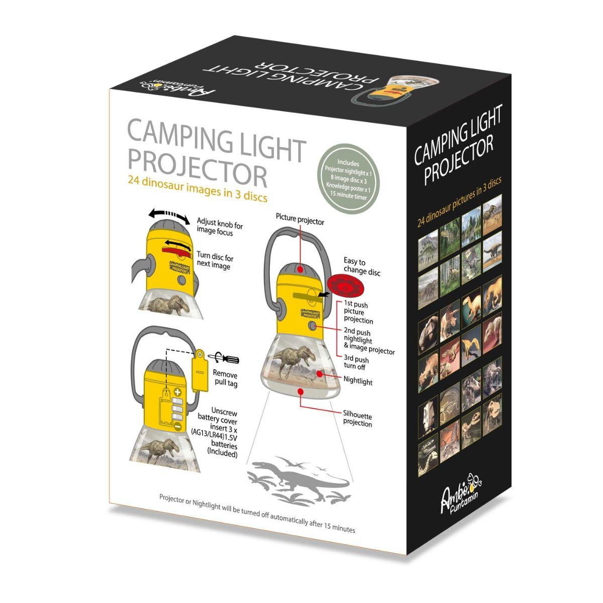 Dinosaur Mini Night Light Camping Projector - Lantern Torch Kids Learning Toy V274-TOY-KN-ACPAD