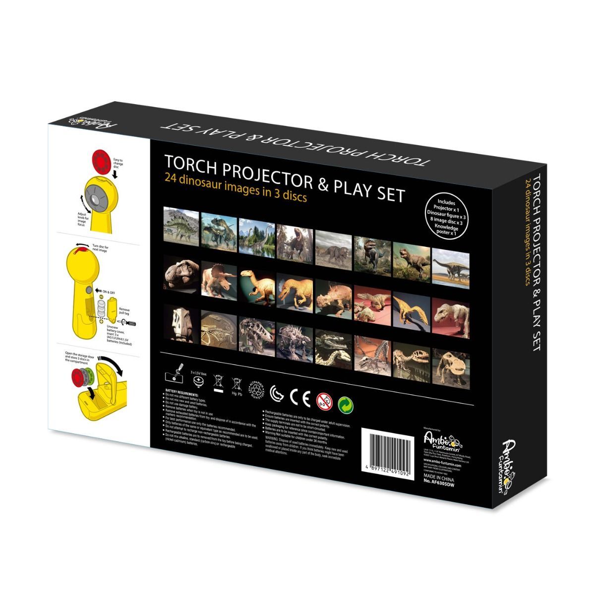 Dinosaur Projector and 3 Toy Figures Play Set - Kids STEM Learning Set V274-TOY-KN-ADNPGB