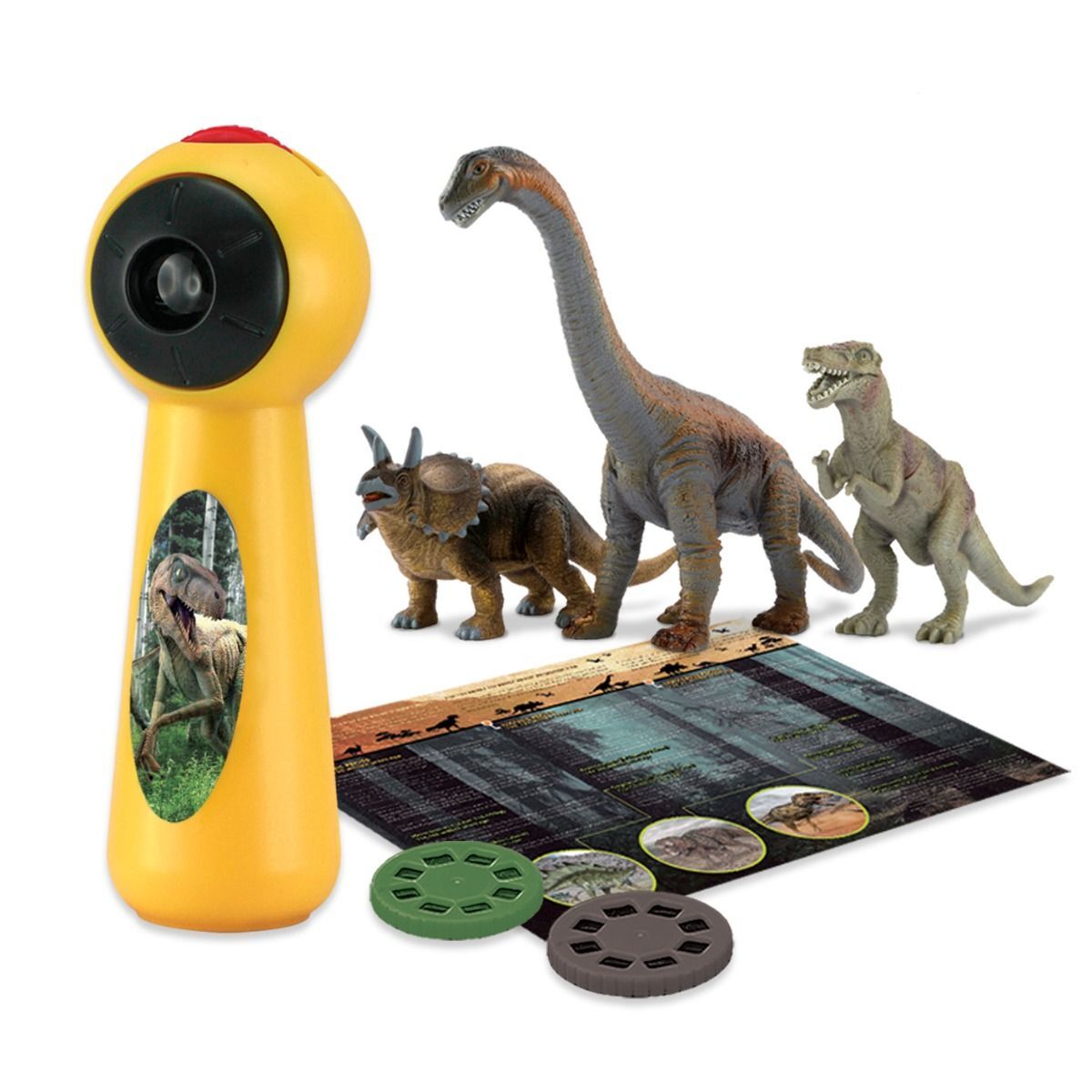 Dinosaur Projector and 3 Toy Figures Play Set - Kids STEM Learning Set V274-TOY-KN-ADNPGB