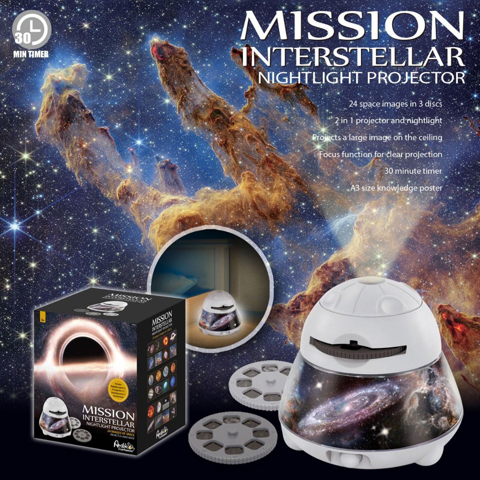 Mission Interstellar Dreamy Sky Night Light Projector - Kids STEAM Toy V274-TOY-KN-ADREAMSKY-MI