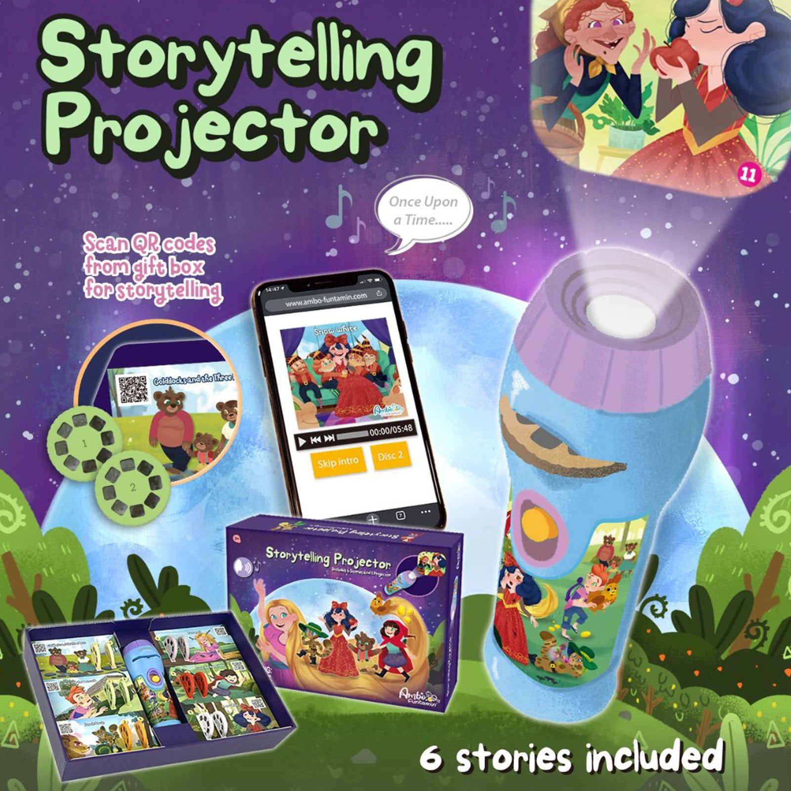 Storytelling Torch Projector 6 Stories Gift Set - Audio Kids Learning STEM Toy - Series 2 V274-TOY-KN-ATR9-STFGB