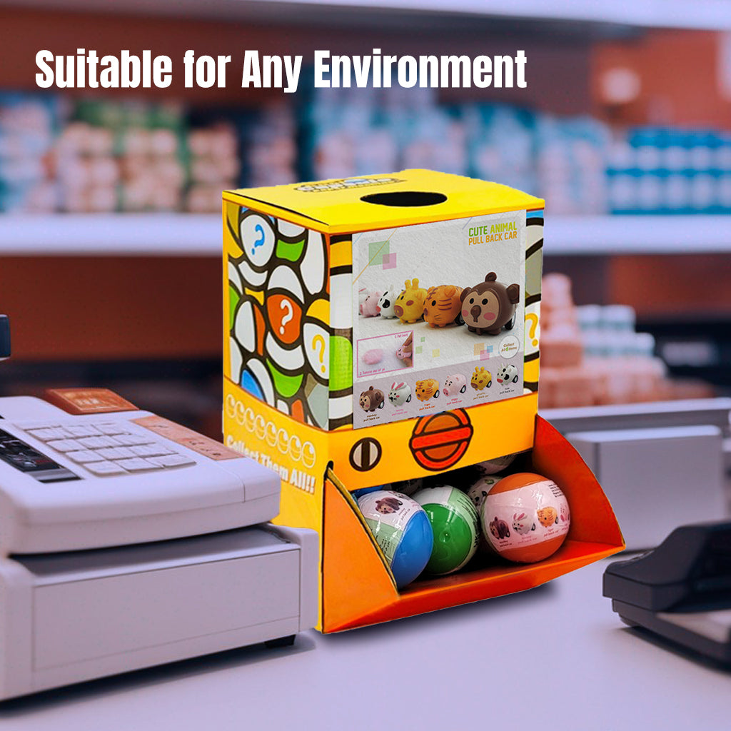 40X Cute Animal Pull Back Car Toy Capsules 50mm Collectible Gacha in Display Box V274-TOY-KN-F-PBCAN-50