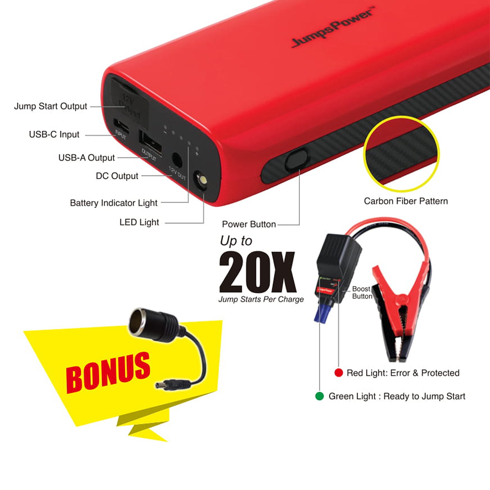 1500A JumpsPower GT Jump Starter Powerbank 29600mWh 12V Phone Car Battery Charger V274-VE-JP-JS-GT