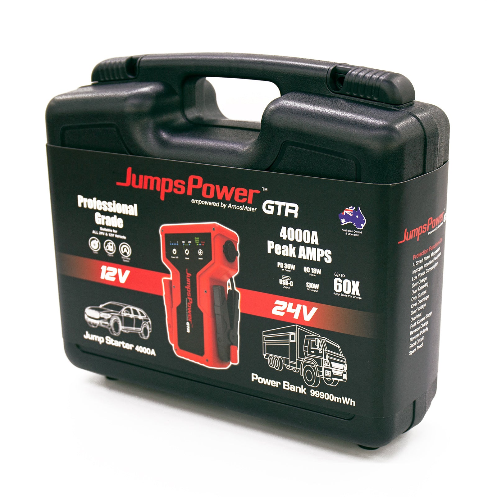 4000A Jump Starter 12V Powerbank 99900mWh 24V Pro Car Battery Charger LED GTR V274-VE-JP-JS-GTR