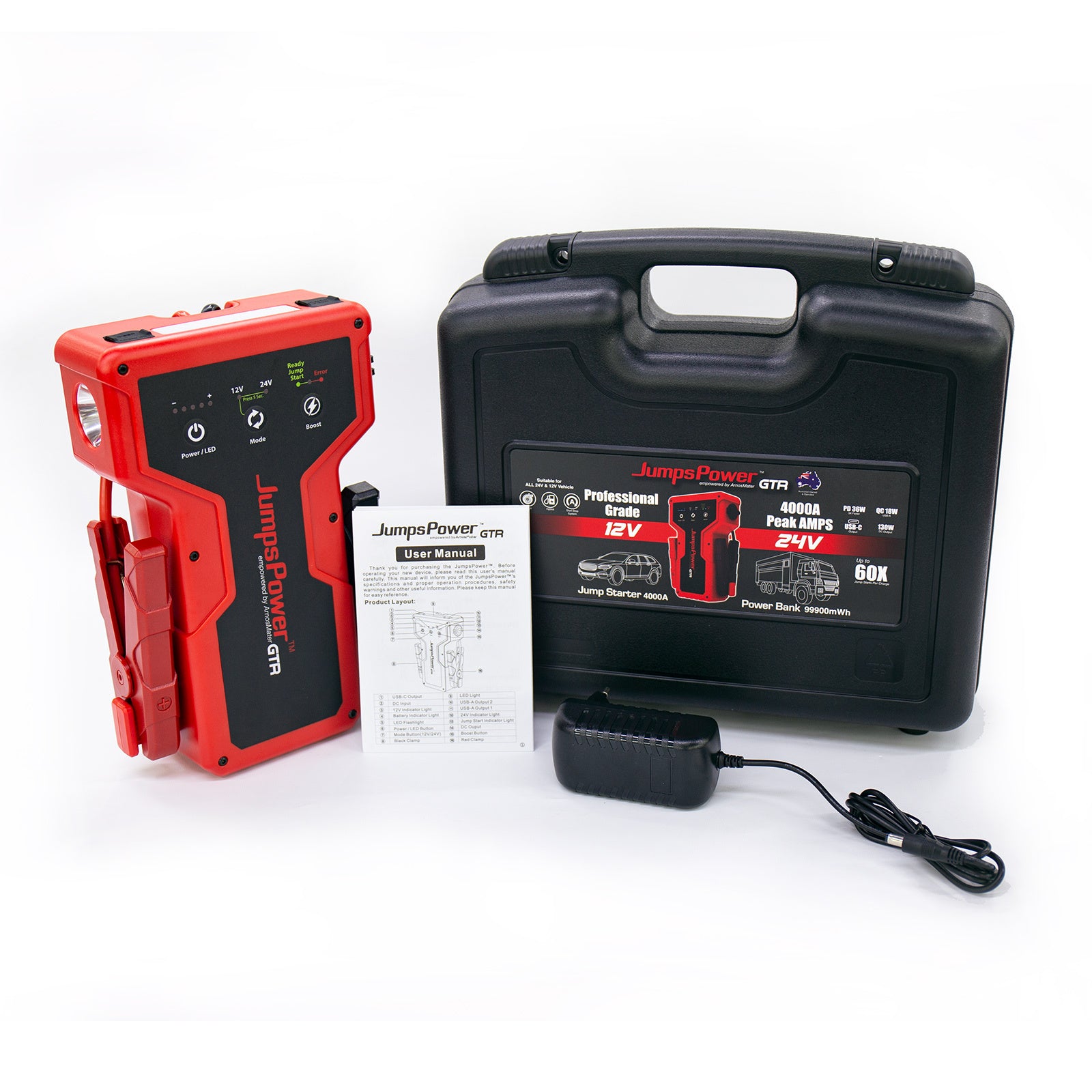 4000A Jump Starter 12V Powerbank 99900mWh 24V Pro Car Battery Charger LED GTR V274-VE-JP-JS-GTR