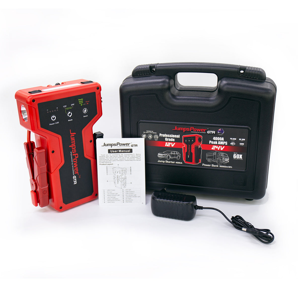 4000A Jump Starter 12V Powerbank 99900mWh 24V Pro Car Battery Charger LED GTR V274-VE-JP-JS-GTR