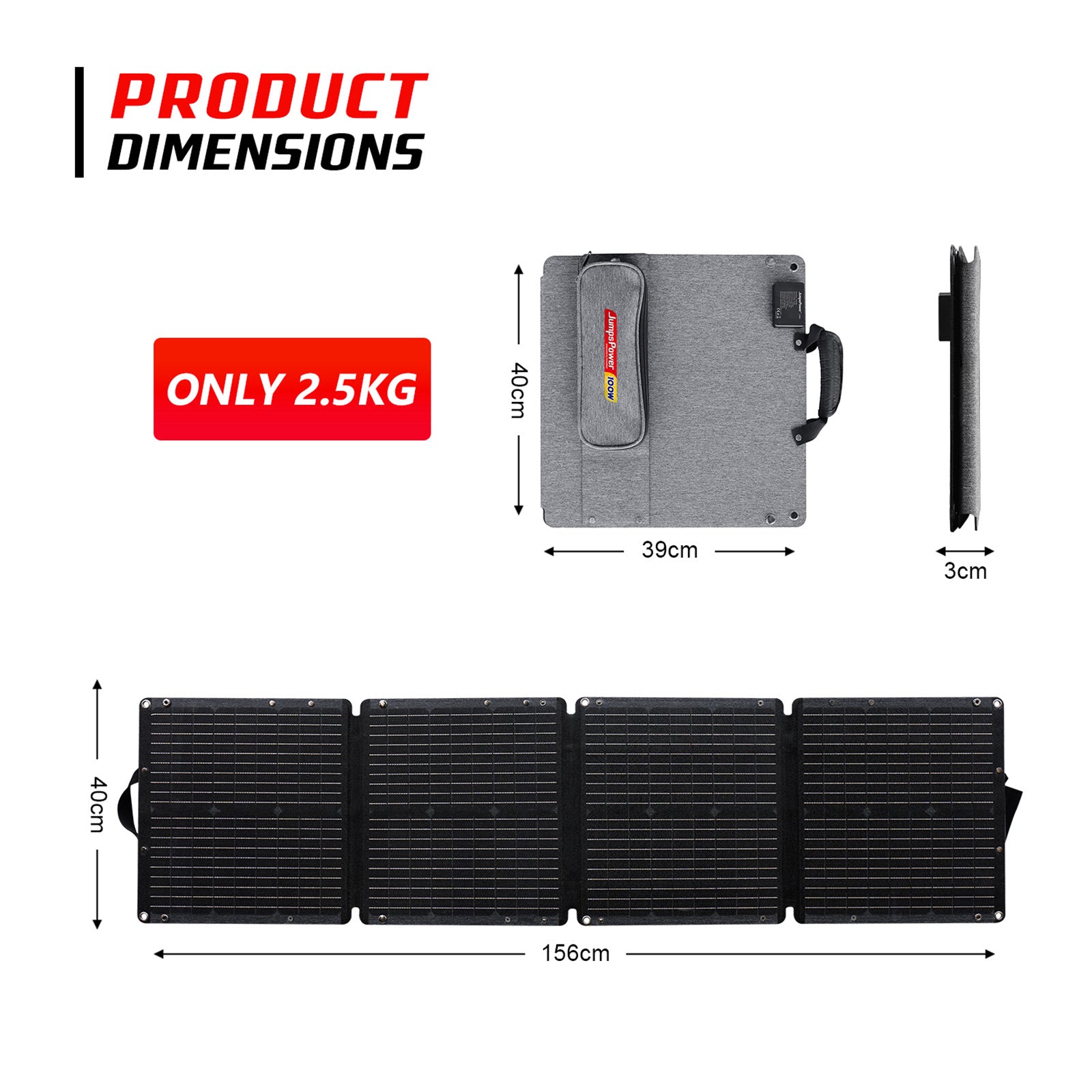 100W Solar Panel Portable Charger JumpsPower Power Generator Foldable V274-VE-JP-SOLPAN-100W