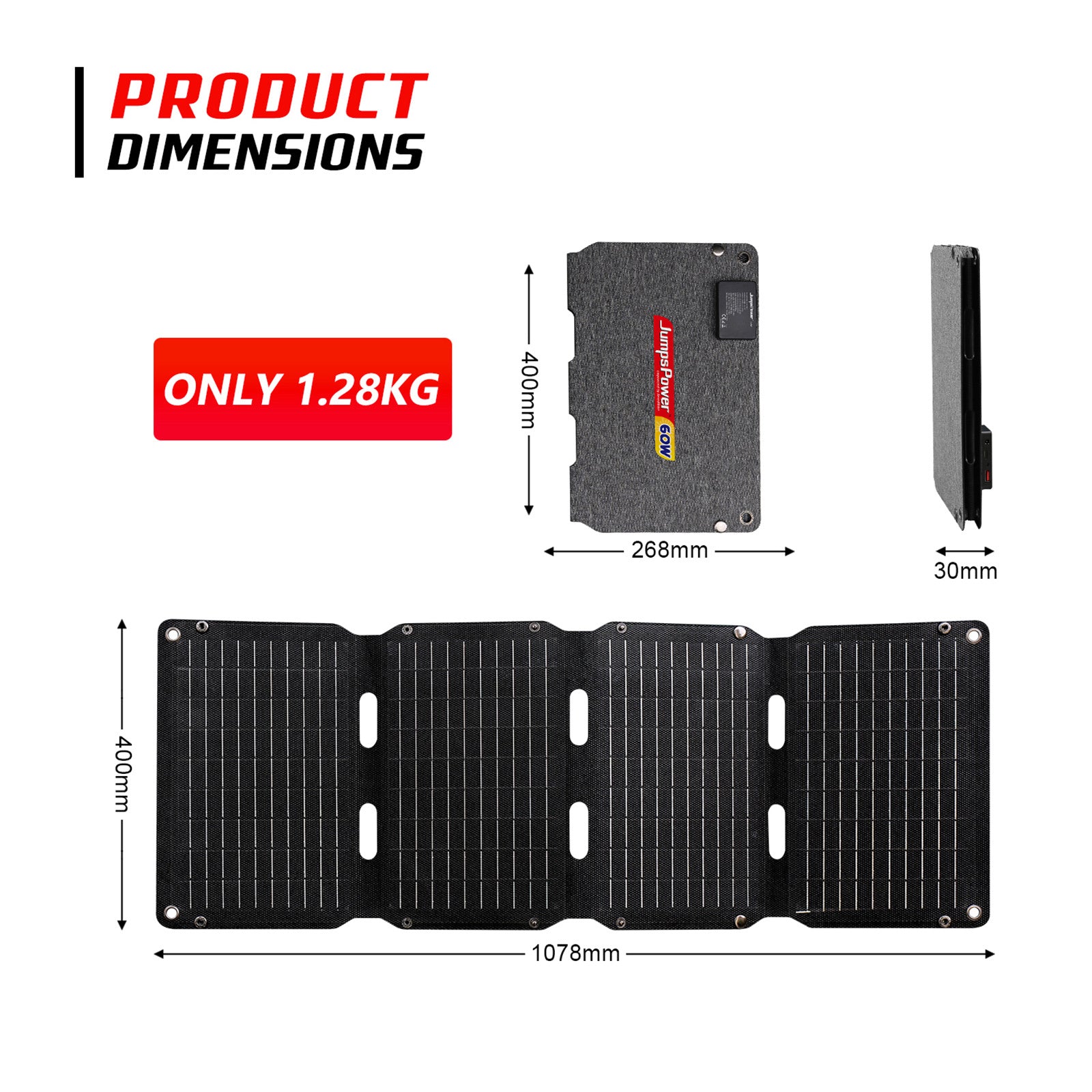 60W Solar Panel Portable Charger JumpsPower Power Generator Foldable V274-VE-JP-SOLPAN-60W