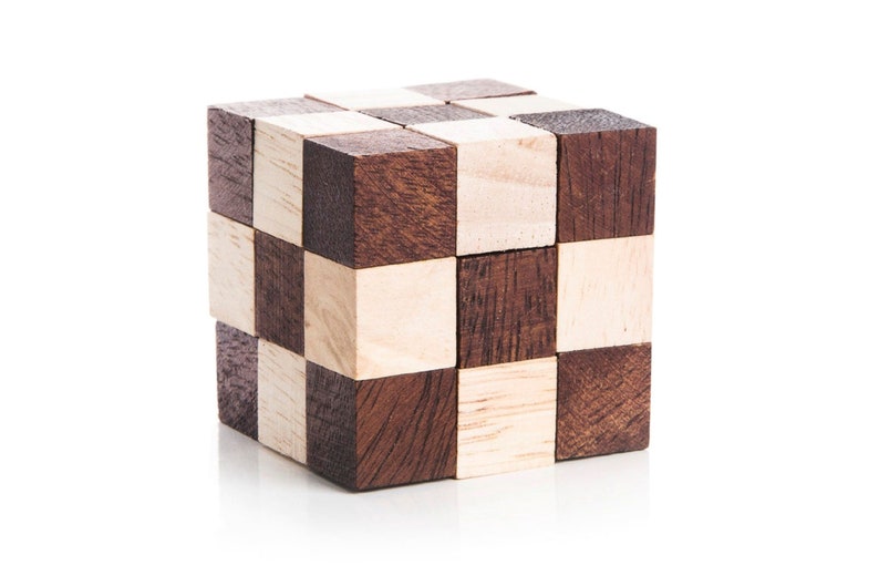 3 individual brainteaser wooden puzzles in a gift wooden box V277-3IBWP