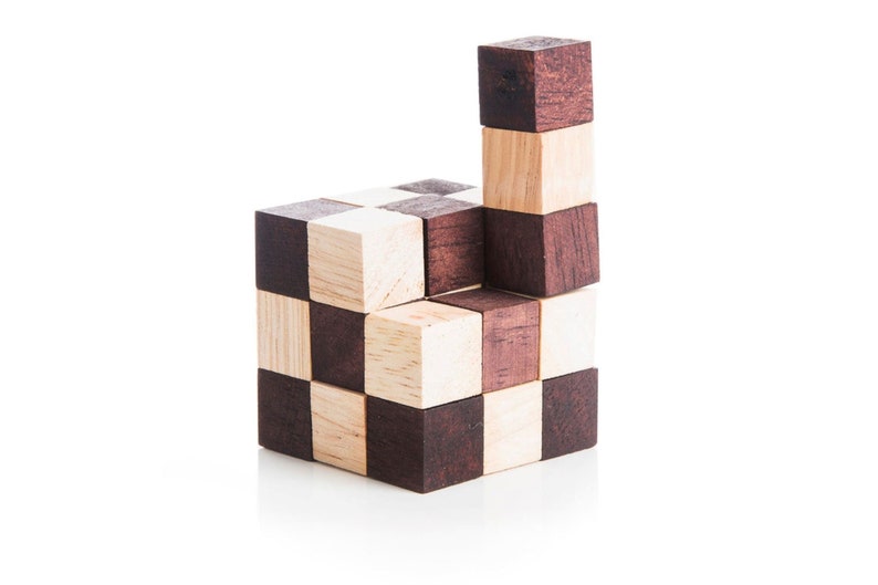 3 individual brainteaser wooden puzzles in a gift wooden box V277-3IBWP