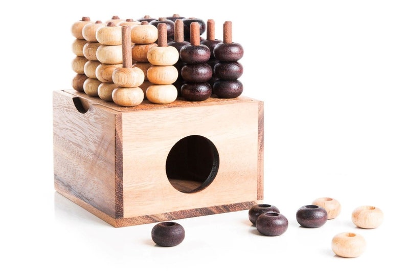 4 IN A ROW GAME Connect four board 3 dimensional handmade in beautiful wood V277-4RGCFBDH