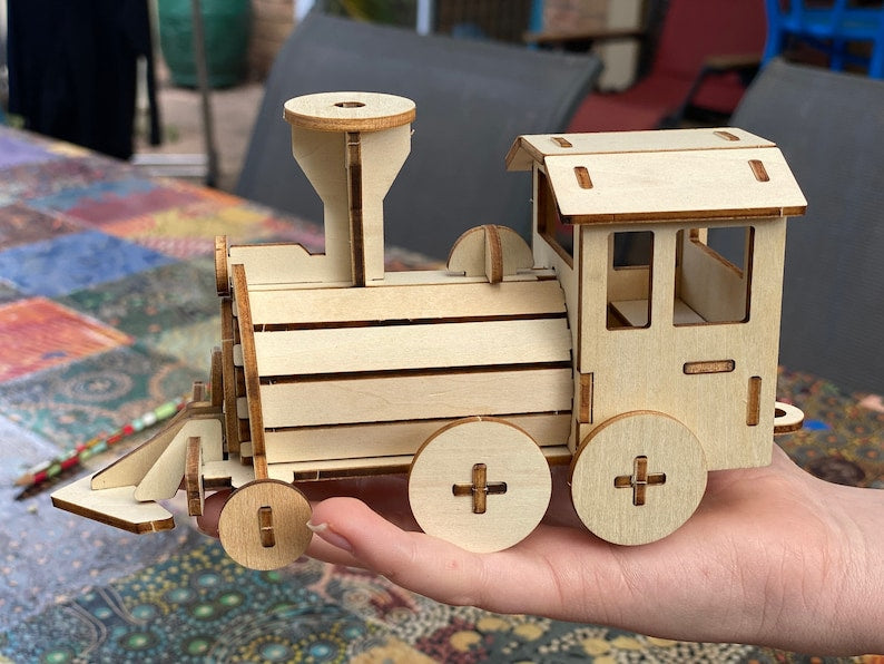 Build and Paint your own locomotive train Kids wood model toy train-plywood DIY kit V277-940173727TKT