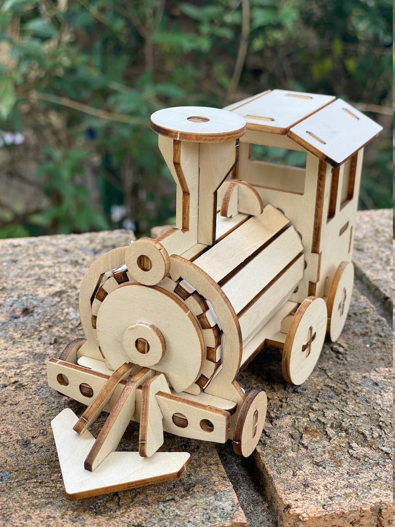 Build and Paint your own locomotive train Kids wood model toy train-plywood DIY kit V277-940173727TKT
