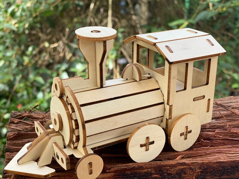 Build and Paint your own locomotive train Kids wood model toy train-plywood DIY kit V277-940173727TKT