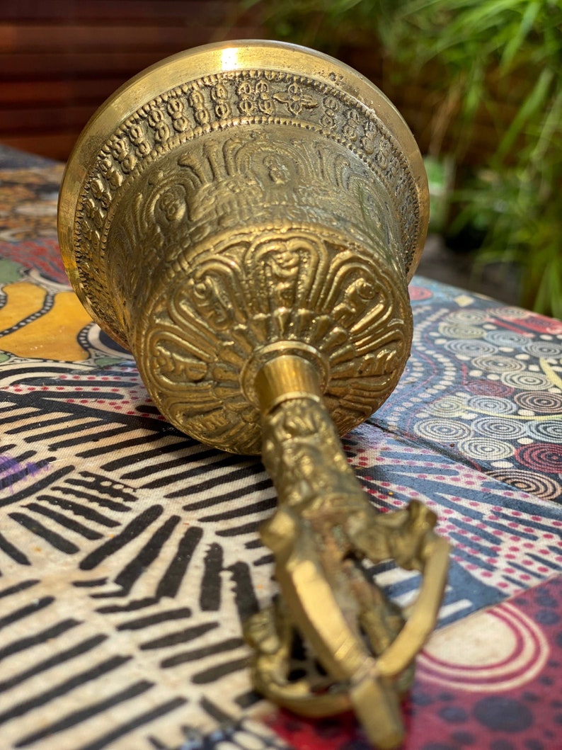 Brass Bell 6 inch Buddhist Nepal Tibetan Prayer Bell Meditation Stress Relief or Sound Therapy V277-BB6IBNTPB