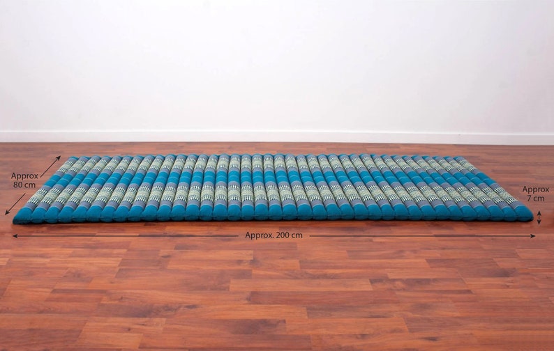 Day bed Roll Out Mattress XL Large Foldout Mat relaxation day bed camping or Yoga Matt Natural Kapok Filled V277-BLUEMAT120X200