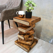 Side Table, corner Stool, Plant Stand Raintree Wood Natural Finish-Book V277-BOOKSTKPL