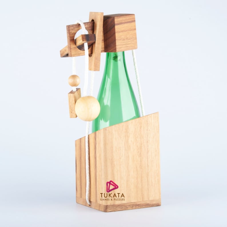Brainteaser wine bottle mystery lock puzzle- open the lock before you can have a drink! Great party gift V277-BWBMLP