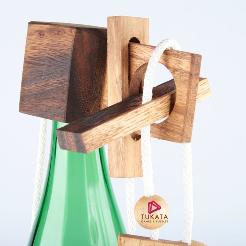Brainteaser wine bottle mystery lock puzzle- open the lock before you can have a drink! Great party gift V277-BWBMLP