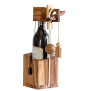Brainteaser wine bottle mystery lock puzzle- open the lock before you can have a drink! Great party gift V277-BWBMLP