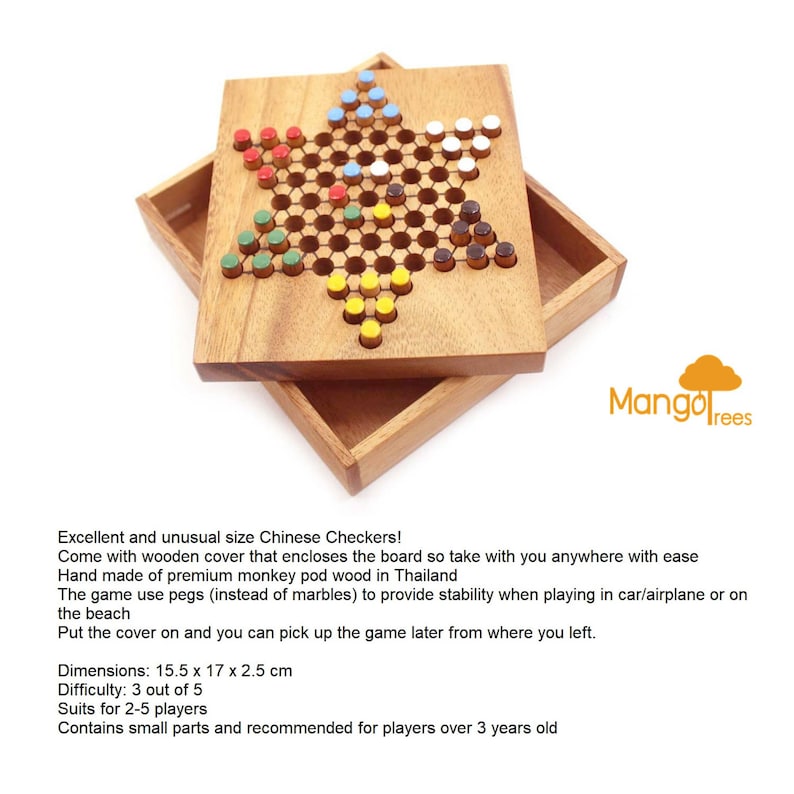Chinese Checkers - wooden board game, strategy game, game for adults, game V277-CCWBGSG