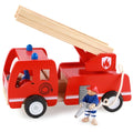 Fire truck wooden 3 years + with ladder and firemen Fire engine Red V277-FIRETRUCK