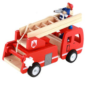 Fire truck wooden 3 years + with ladder and firemen Fire engine Red V277-FIRETRUCK