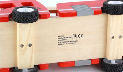 Fire truck wooden 3 years + with ladder and firemen Fire engine Red V277-FIRETRUCK