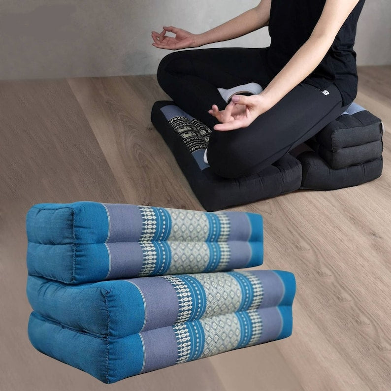 3-Fold Zafu Meditation Cushion Set Blue Medium Size V277-FZMCSBMS