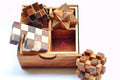 4 individual brainteaser wooden puzzles in a gift wooden box V277-IBWP