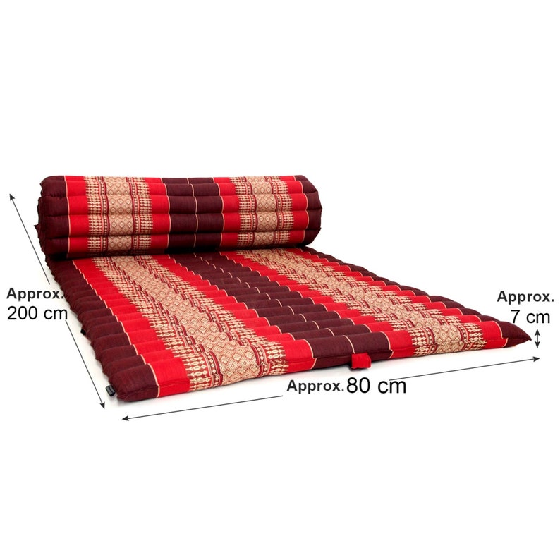 Day bed Roll Out Mattress XL Large Foldout Mat relaxation day bed camping or Yoga Matt Natural Kapok Filled V277-MAT120X200RED
