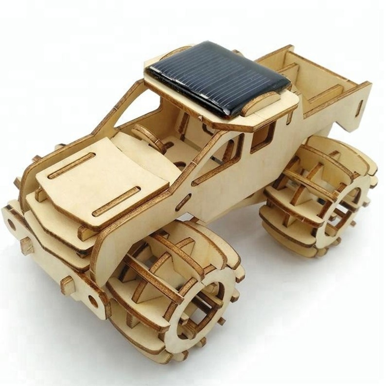 Model car 3D Ply Wood puzzle- Build and Paint your own 4 x 4 Truck Car craft kit with MOTOR (solar or battery) V277-MC3DPWP