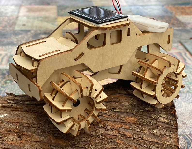 Model car 3D Ply Wood puzzle- Build and Paint your own 4 x 4 Truck Car craft kit with MOTOR (solar or battery) V277-MC3DPWP