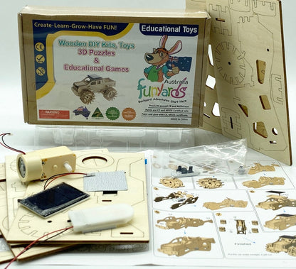 Model car 3D Ply Wood puzzle- Build and Paint your own 4 x 4 Truck Car craft kit with MOTOR (solar or battery) V277-MC3DPWP