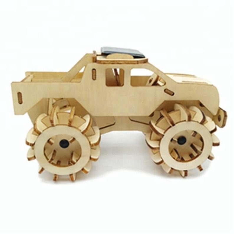 Model car 3D Ply Wood puzzle- Build and Paint your own 4 x 4 Truck Car craft kit with MOTOR (solar or battery) V277-MC3DPWP