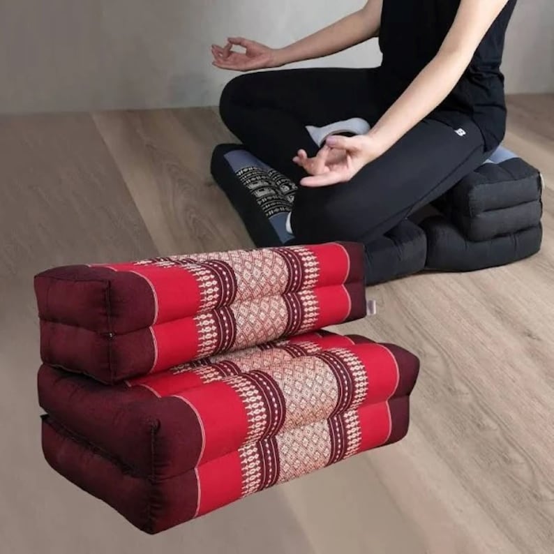 Mothers day gift Meditation Cushion Set RED Medium Size-RED3-Fold Zafu V277-MDGMCS
