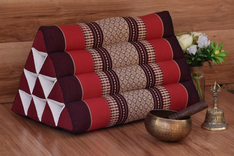 Mothers day gift Thai Triangle Pillow Backrest Cushion Kapok Filled_Light RED ONLY V277-MDGTTPBC