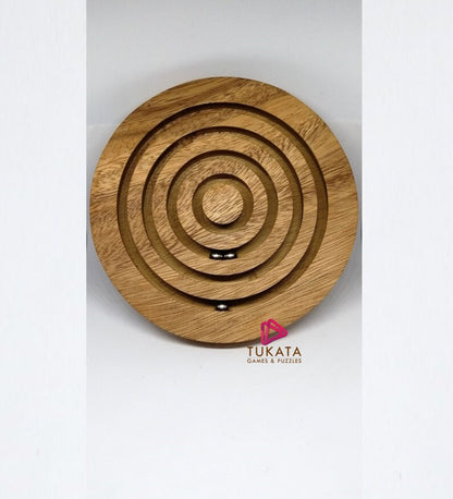 Marble run brain teaser puzzle, wood, handmade 3D puzzle-get all 3 marbles together V277-MRBTP