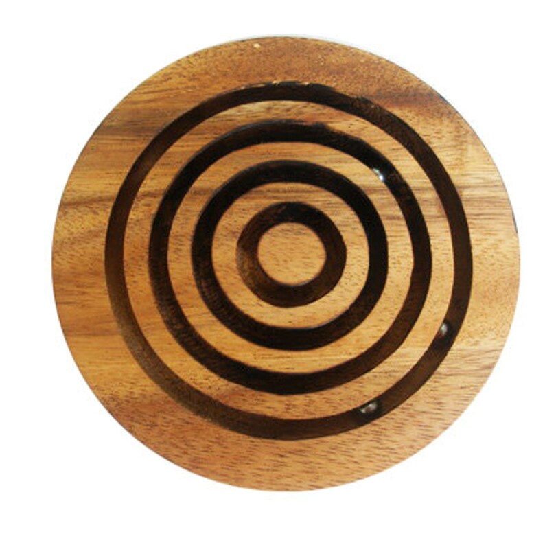 Marble run brain teaser puzzle, wood, handmade 3D puzzle-get all 3 marbles together V277-MRBTP