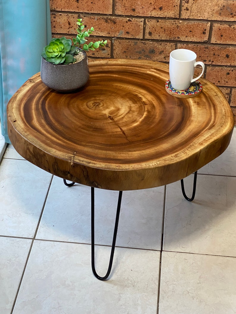 Round Raintree Wood Live Edge Coffee Table V277-RRWLECT