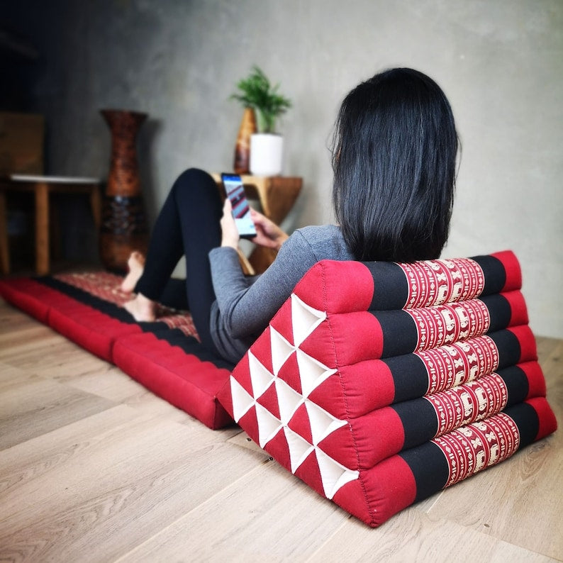 Yoga Thai relaxation Jumbo size cushions 3-Fold Zafu Meditation Cushion Set-100% Kapok Fibre XL JUMBO size V277-SIAMTHAI3FOLDRED