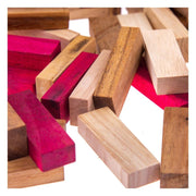 Stacking tumbling blocks wood Red colours balance game with dice play options handmade stacking Fun Board V277-STBWRCBG