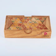 Wooden Domino Game Set Triangle shaped Handmade Dominoes in Gift box V277-WDGSTSHD