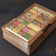 Wooden Domino Game Set Handmade Dominoes in Gift box V277-WDHSHDG