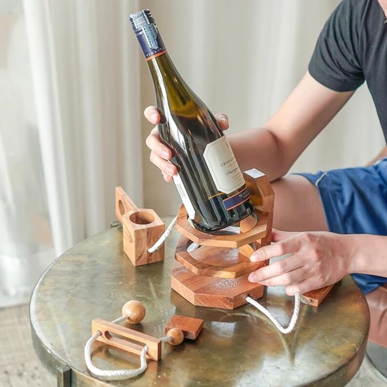 Wine Stopper Lock Puzzle - Party Puzzle- cant drink it until you crack the lock-party fun V277-WSLP
