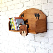 Wooden Wall Mounted Book Shelf Bear theme for children's room V277-WWMBSBT