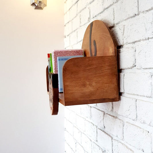 Wooden Wall Mounted Book Shelf Bear theme for children's room V277-WWMBSBT